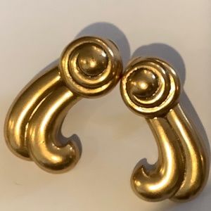 Oscar de Renta Vintage Earrings Haute Couture Brass Clip